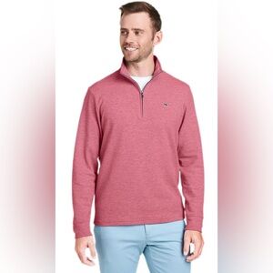 Vineyard Vines Men's Salmon Coral Cotton Blend Sweater 3/4 Zip- Large‎